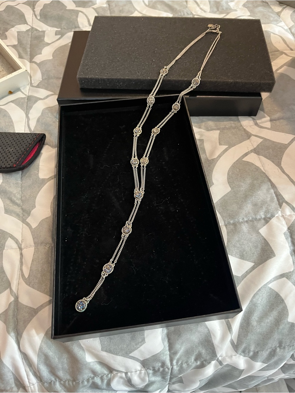 Park Lane Silver Multi-Station Crystal Pendant Necklace